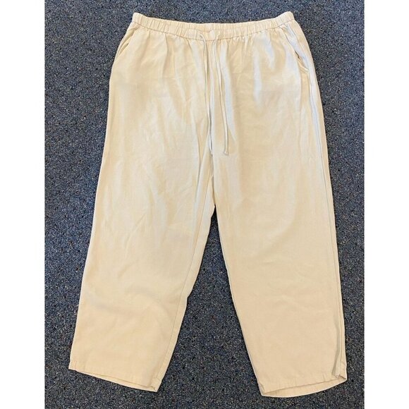 Eileen Fisher Pants Pull On Cropped Tie Waist Tencel Cream Size Large L - Picture 1 of 5